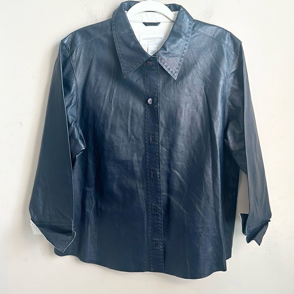 Liz Claiborne Leather Full Button Top XL